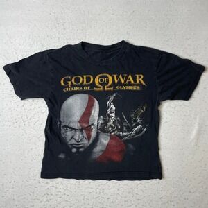 God of War Chains of Olympus T Shirt Boys Black‎ Game Graphic Tee Distressed
